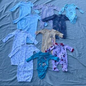 newborn girl sleep bundle - 10 pcs - sleepers & nightgowns